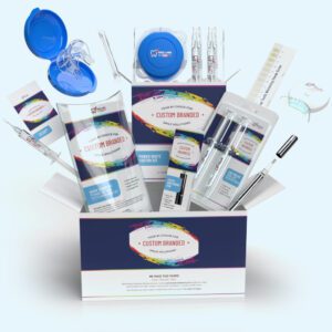 A box filled with various personal care products and tools.