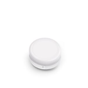 A small white round device with buttons.