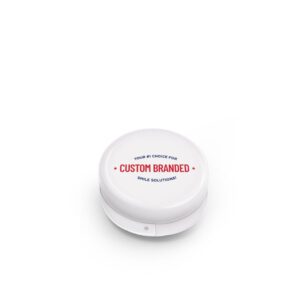 Custom branded smile solutions container.